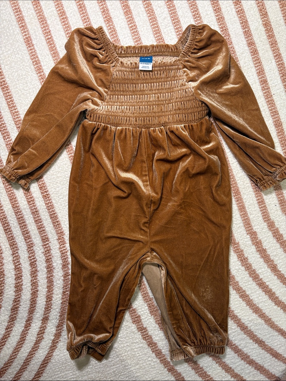 Old Navy Brown Velvet Smocked Jumpsuit